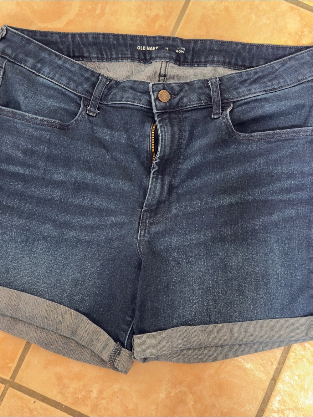 Old Navy Dark Blue Rolled Hem Denim Shorts Size 16